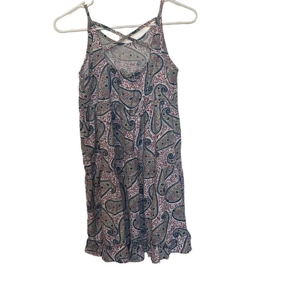 Old Navy Girls XL Pink Blue‎ Paisley Print Tiered Ruffle Sundress Dress Beachy